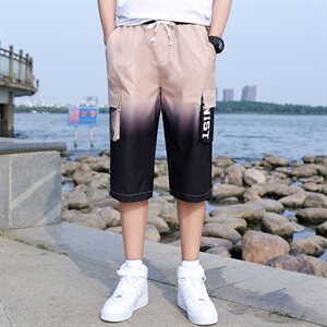 工装短裤男夏季潮流渐变色薄款宽松五分休闲七分沙滩裤HS206图片