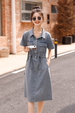 时尚显瘦牛仔连衣裙女夏季新款韩版宽松短袖学生裙子，女装连衣裙，秋水欣儿