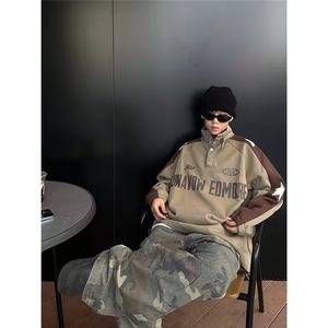 D846-P42 立领卫衣男春秋季新款美式潮流宽松上衣图片