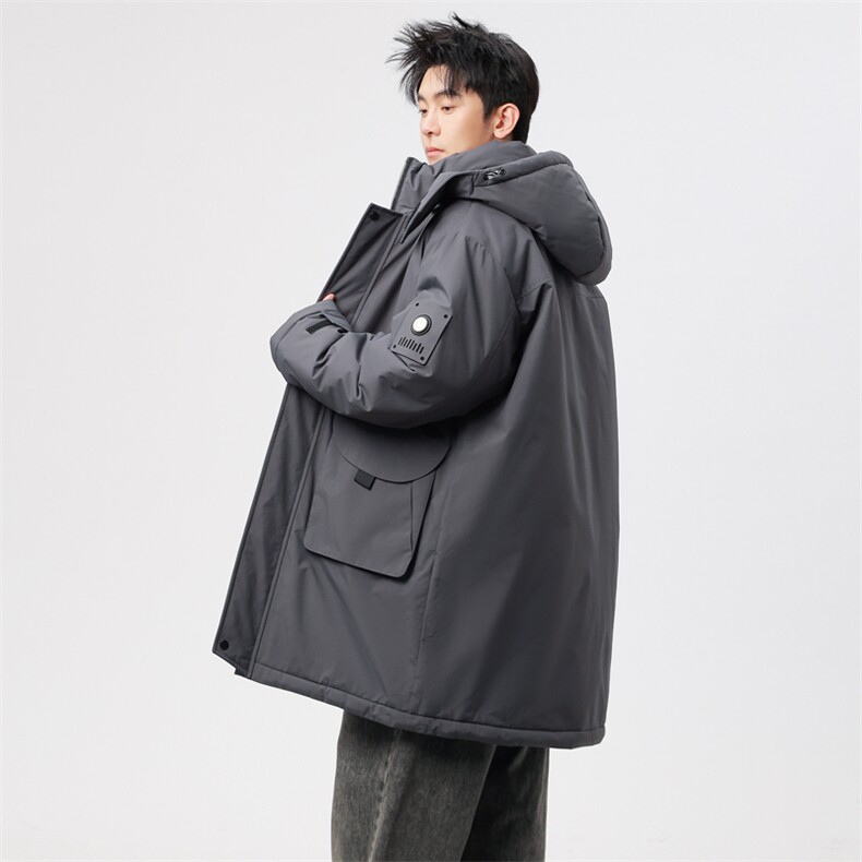 自家图有视频中长款棉服连帽登山情侣聚热保暖工装棉衣M2573p110,男装棉衣,电商D315
