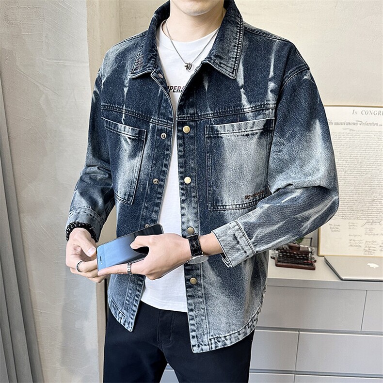 C317-59931-P1452025春季新款渐变水洗重工艺牛仔夹克外套男,男装工装外套,电商C317