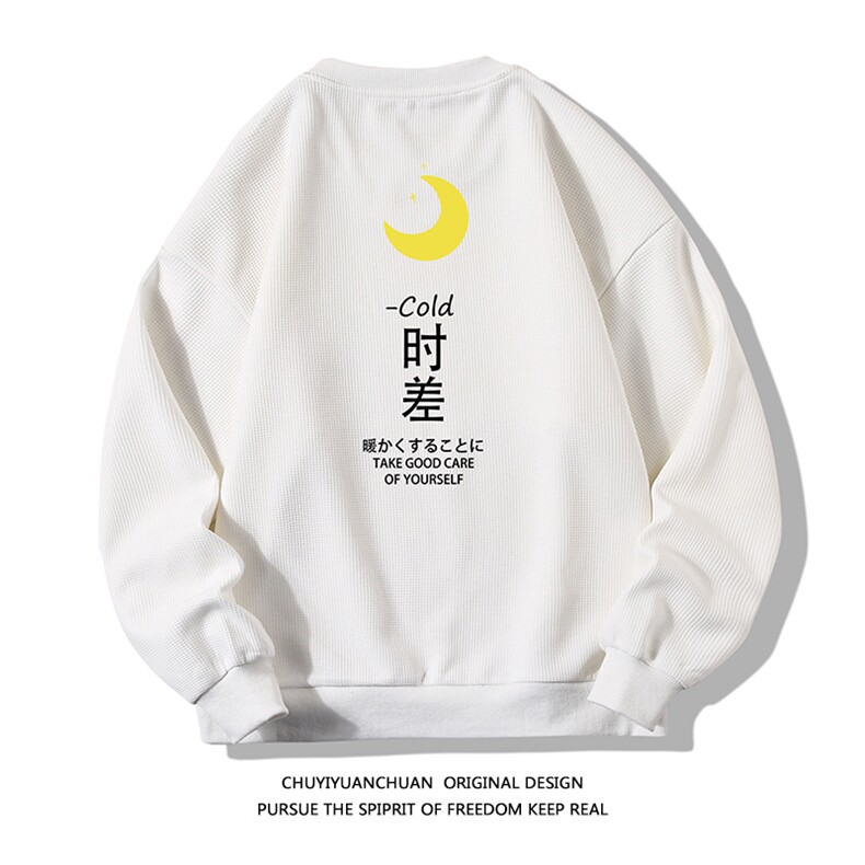华夫格卫衣圆领卫衣长袖t恤男外套白底HW76047-P30加绒款-P40,男装卫衣,电商A040A