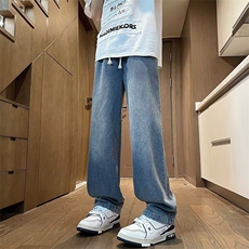 直筒牛仔裤男夏季薄款男款裤子阔腿长裤复古休闲裤子NC1075，男装休闲裤，星座1116A-1（原606A）