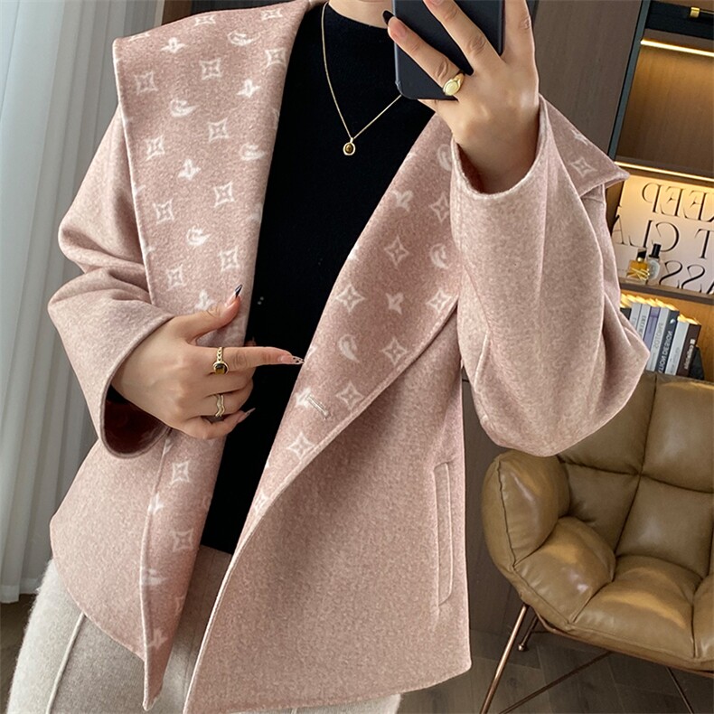 2025年秋季新款提花针织羊毛大衣外套时尚休闲通勤百搭，女装双面呢大衣，诗洋大衣