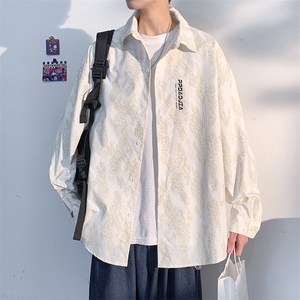 2026春季小众设计感暗纹印花原创衬衫潮流大码上衣外套C3511-P40,皮肤暗黄搭配什么颜色衣服图片