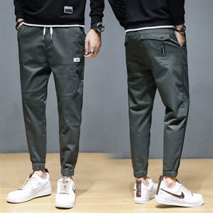 秋冬休闲裤男士宽松束脚哈伦百搭潮牌工装青年弹力长裤K705-P45图片