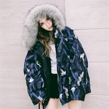 冬季韩版国潮仙鹤满印情侣棉衣宽松加厚棉服男外套Y05-P130，男装棉衣，星座1501