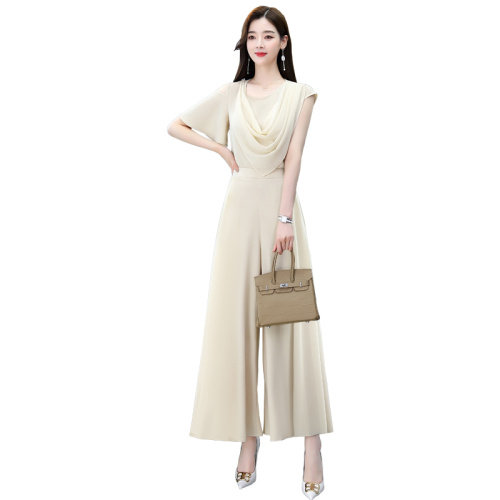 高端职业套装女2024夏季新款时尚名媛气质女神范显瘦阔腿裤两件套，女装套装/套裙，卡杰菲