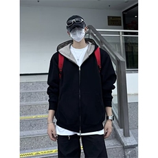 双面穿外套春秋情侣宽松开衫连帽卫衣男1018P56，女装短外套，星座410-2