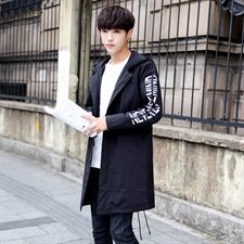 204-W3038B1-P85风衣中长款外套男学生韩版帅气冬季1，男装风衣，星座204