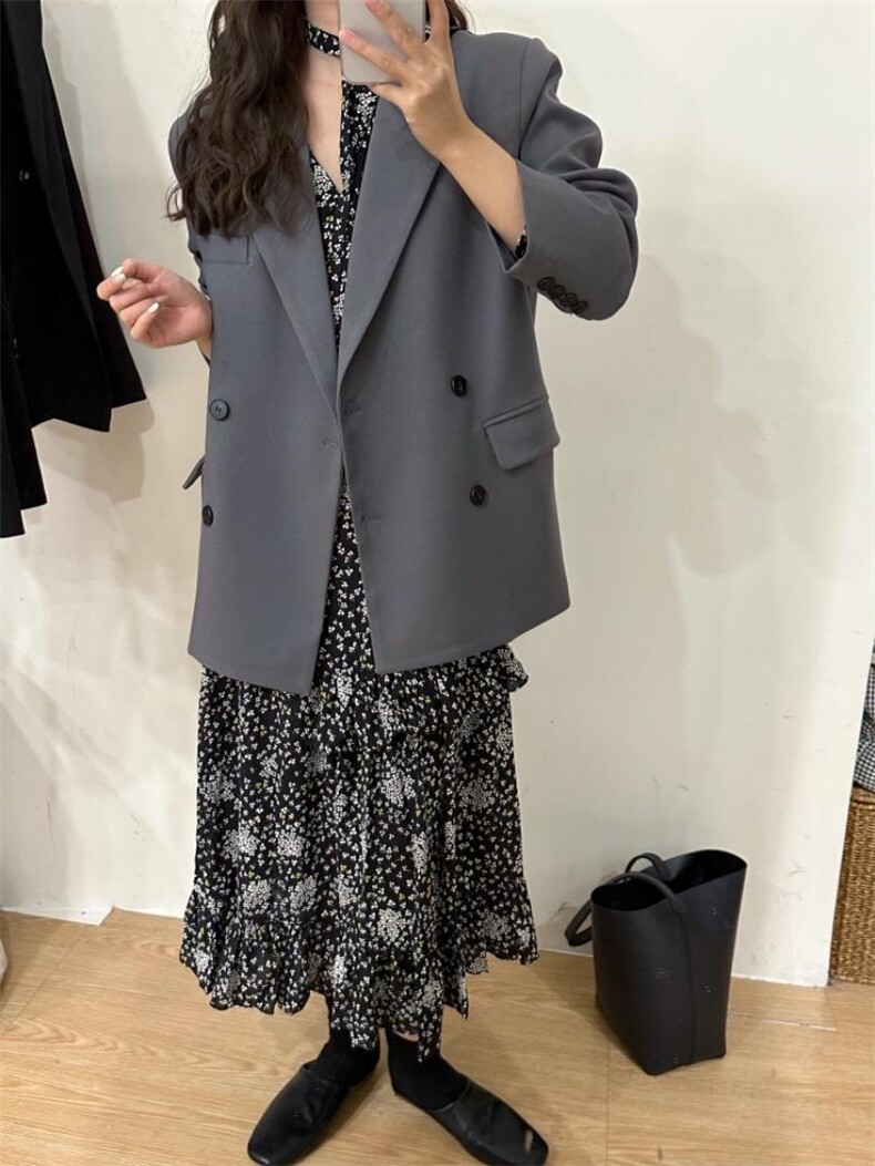 春季新品韩版花色连衣裙，女装连衣裙，唇蔻