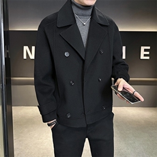 有报告双排扣冬季2025新款羊毛呢子大衣外套A313-8173J-P335，男装毛呢大衣，电商A313