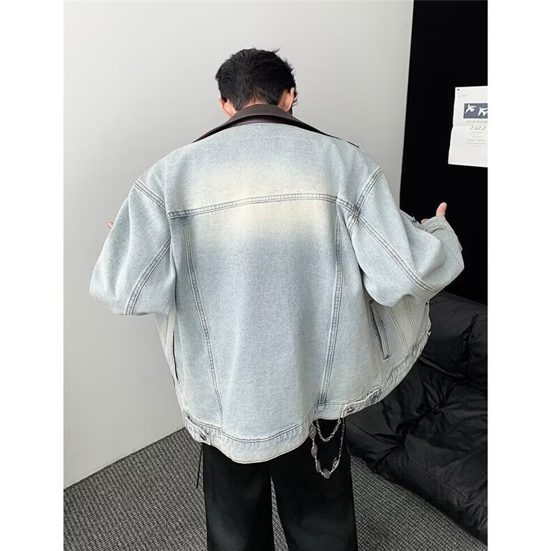 牛仔外套男春季翻领潮牌2025新款渐变设计感牛仔褂男夹克JKT322,男装工装外套,星座516A