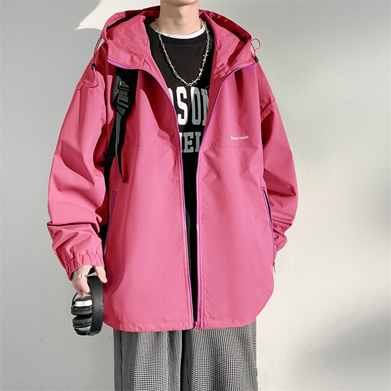冲锋衣连帽夹克男宽松落肩纯色上衣外套DSA157B-JK727-P50,男装夹克,电商A157B