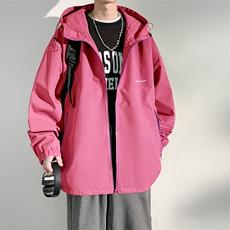 冲锋衣连帽夹克男宽松落肩纯色上衣外套DSA157B-JK727-P50，男装夹克，电商A157B