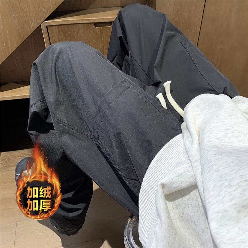 深度库存基础数据款秋冬加厚裤子男纯色直筒休闲裤K99-特P25绒28图片