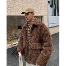 WT161-P170羊羔毛外套秋冬季男士加厚保暖时尚环保潮流百搭大衣，男装棉衣，星座1501-3