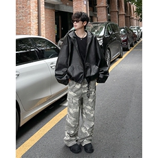 美式连帽皮衣外套秋季高级感街头机车风PU皮夹克JK50-P78，男装夹克，星座308B-2