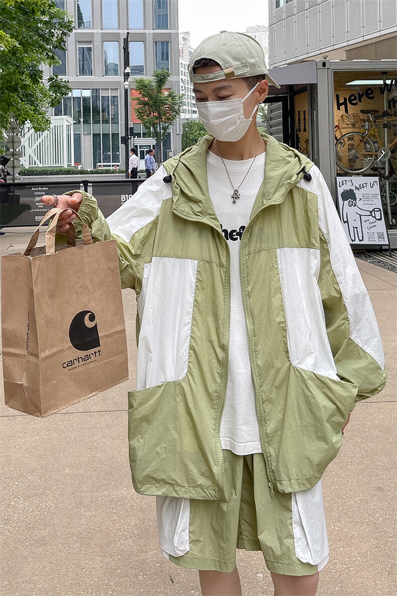 夏季撞色夹克衫防晒服套装运动风时尚防晒衣男XZ514-2-1611-P98,男装防晒衣,星座514-2(原B239)