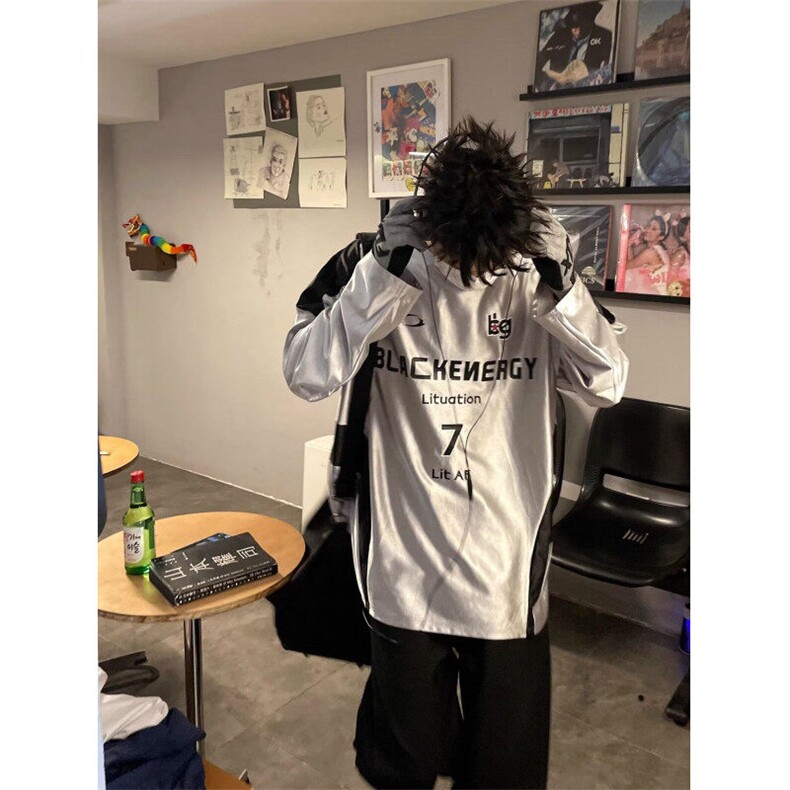 美式复古街头卫衣男女秋季长袖字母印花银色运动风球衣潮情侣上衣,男装卫衣,星座506A