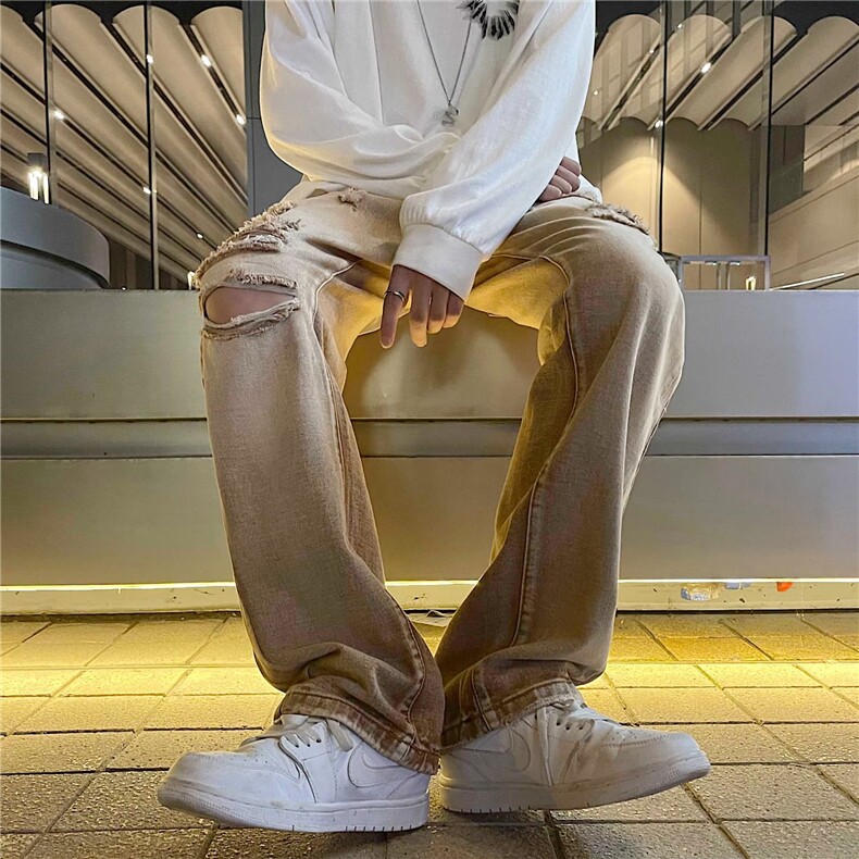 牛仔裤男夏季潮破洞休闲裤子高街设计感裤子NJ04P45,男装牛仔裤,星座1116-2