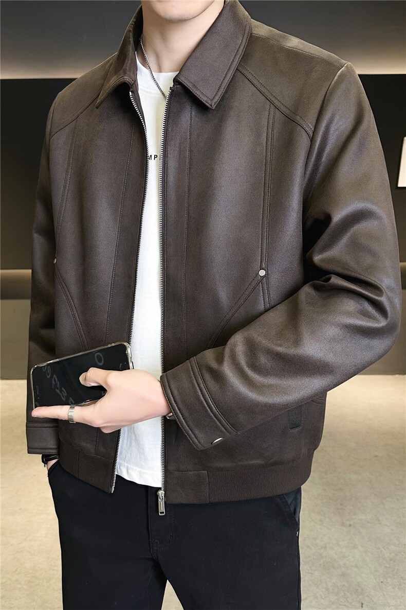 春装皮衣仿小牛皮高级感皮夹克外套C317-8088-P140卷后控188,男装夹克,电商C317