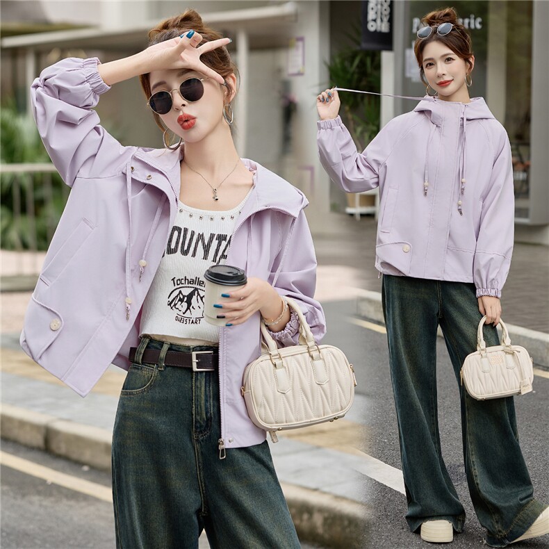 档口现货2025新款女装秋装休闲风衣外套女学生，女装短外套，靓星雨