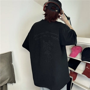 麂皮绒烧花美式复古街头潮牌t恤重磅中性XZ301B-JB4301-p28图片