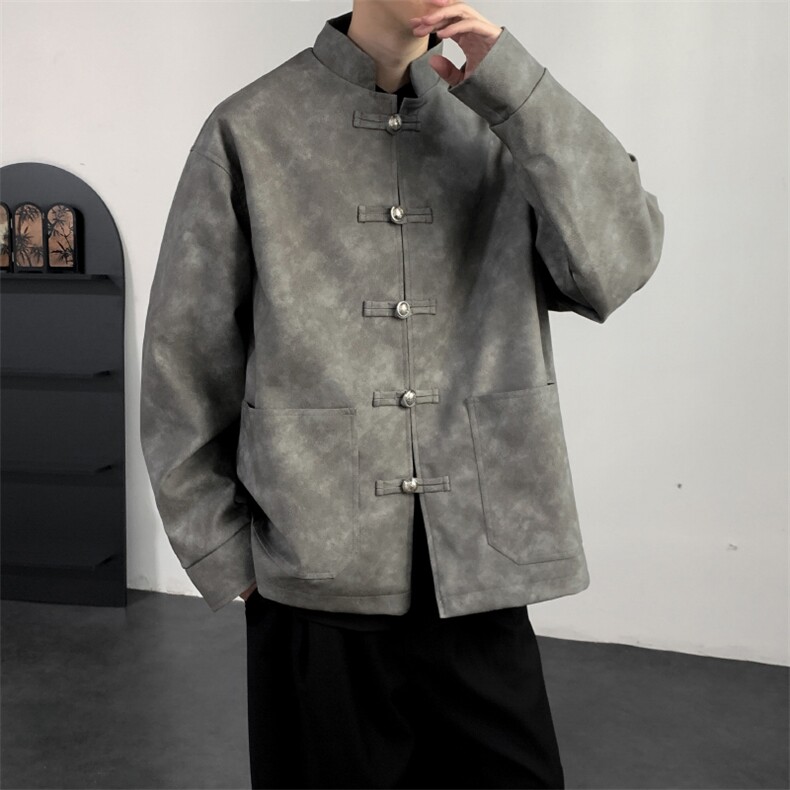 2026春装新款风皮衣夹克外套新中式大码唐装复古2515-P128,男装夹克,电商A057