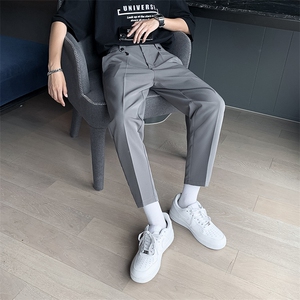 裤子男韩版潮流春夏季新款九分小西裤男士修身垂感西装裤休闲长裤图片