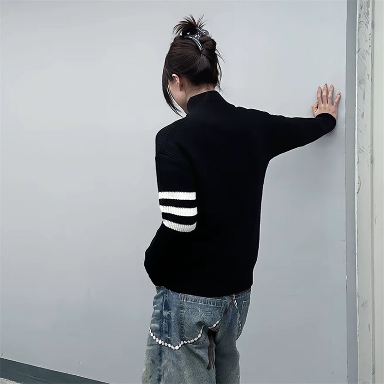 重磅秋冬北极绒开衫毛衣美式复古休闲慵懒风男女立领针织衫外套,男装针织衫/毛衣,电商A486-1
