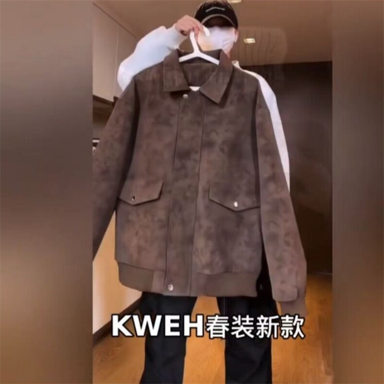 网图慎用新款皮夹克做旧复古外套JK308P65,男装夹克,星座1904A
