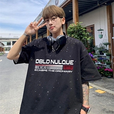 可48小时发货支持抖音得物来样二开美式满天星亮片短袖T恤MTX685，男装T恤，电商A486