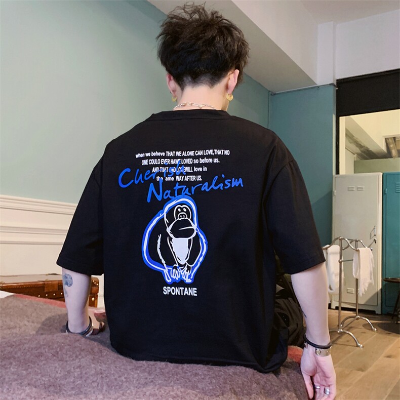 2021夏季新款短袖T恤男印花纯棉打底衫男士体恤潮牌潮流DS740TP25,男装T恤,电商A102
