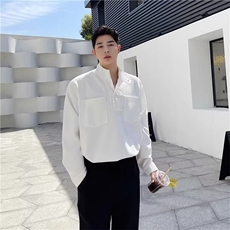 春秋简约小众设计轻奢感衬衣百搭韩范上衣男很仙的网红衬衫帅气潮，男装衬衫，星座506A