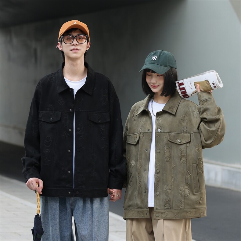美式情侣外套翻领潮流春秋季高级感休闲宽松夹克潮JK3922P105,男装夹克,电商A400（原B301）