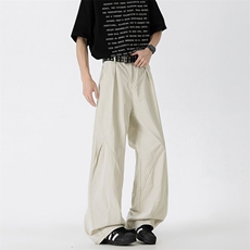 美式褶皱白色弯刀裤子男2026夏季穿搭日系工装XZ201-KZ050p50，男装工装外套，星座201