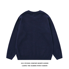 美式趣味卡通提花开衫毛衣外套设计感情侣针织衫1015-M350-P85，男装针织衫/毛衣，四季星座1015