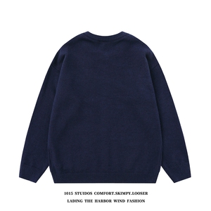 美式趣味卡通提花开衫毛衣外套设计感情侣针织衫 1015-M350-P85图片