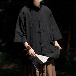 潮唐装衬衫男士帅气百搭文艺宽松2024春季新款ins外套CY643-P43图片