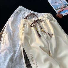 8XL-M民族拼接刺绣束脚卫裤男冬加绒加厚大码运动裤KZ024P45，男装休闲裤，电商B312