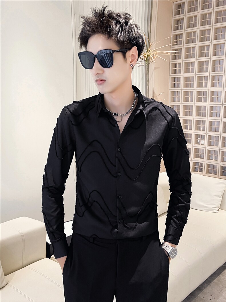 301A-1/H506/P5824秋季男士新款工艺纯色长袖衬衫男休闲修身衬衣,男装衬衫,星座301A-1