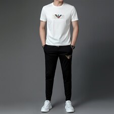 男士运动套装夏季新款2023新款短袖t恤宽松休闲长裤子两件套，男装休闲套装，电商B212（原钱塘6029）