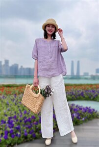 纯苎连衣裙小衫裤子裙子衬衣 时尚风 风淑女风休闲风,女装连衣裙,川哲