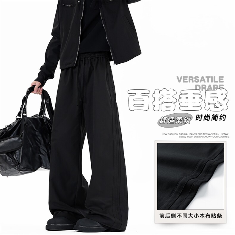 新款宽松休闲裤韩版潮流百搭裤子坠感阔腿简约风K02550-P55,男装休闲裤,星座308B-2