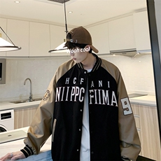 pu皮拼接棒球服男2023秋季潮牌字母夹克美复古休闲外套W3127-P51，男装夹克，星座412-3