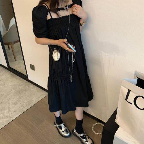 泡泡袖小黑裙，女装，XTZ style