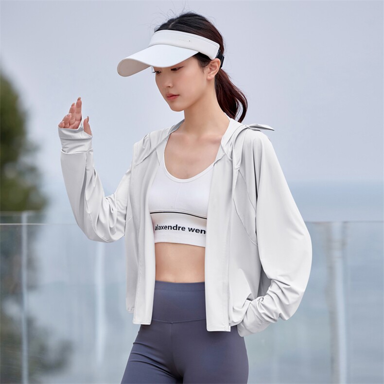 防晒衣女夏季黑胶帽檐原纱冰丝upf50防紫外线薄款防晒服,女装防晒衣,韩蔻秀