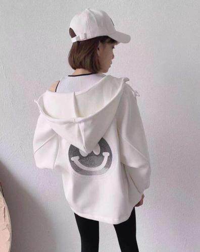 笑脸烫钻外套，女装，G7V7