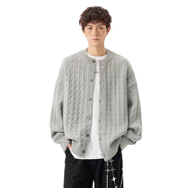 7001-P53秋冬针织开衫毛衣男女情侣慵懒风线衣外套宽松麻花打底衫,男装T恤,电商D310B